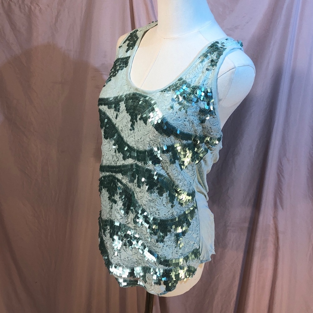 Rue21 Green Sequin Tank Top Size Medium Large - Picture 4 of 8